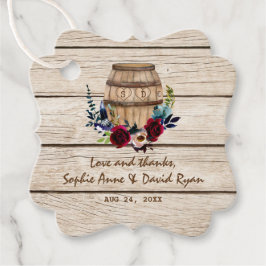 Burgundy Floral Wine Barrel Hochzeit im Herbst Geschenkanhänger