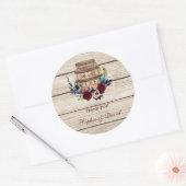 Burgundy Floral Wine Barrel Hochzeit im Herbst Runder Aufkleber (Umschlag)
