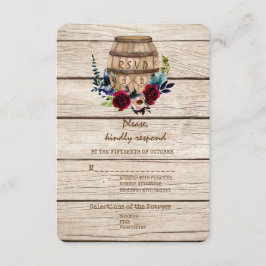 Burgundy Floral Wine Barrel Hochzeit im Herbst UAW RSVP Karte