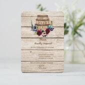 Burgundy Floral Wine Barrel Hochzeit im Herbst UAW RSVP Karte (Stehend Vorderseite)