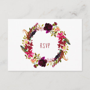Burgundy Floral Wreath UAWG entwahl RSVP Karte