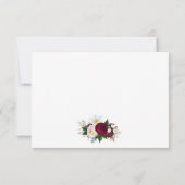 Burgundy florale Hochzeitänderung Pläne Note Card (Rückseite)