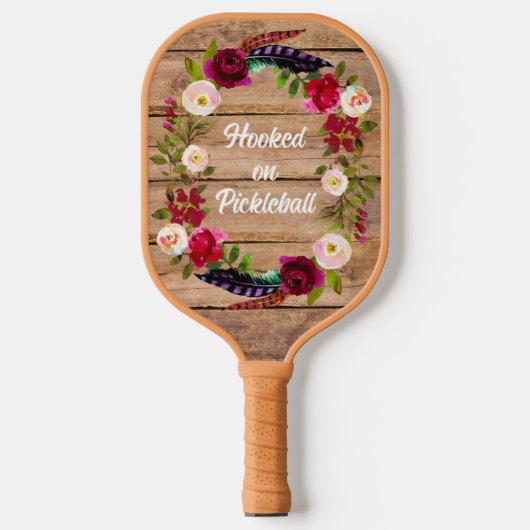 Burgundy Florals, Feathers, Wood Paddle Pro (Vorderseite)