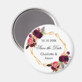 Burgundy florals geometrische Hochzeit Speichern S Magnet (Vorderseite/Rückseite)