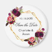 Burgundy florals geometrische Hochzeit Speichern S Magnet (Vorne)