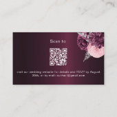 Burgundy florals Hochzeitswebsite UAWG QR Code Begleitkarte (Rückseite)