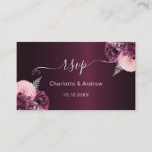 Burgundy florals Hochzeitswebsite UAWG QR Code Begleitkarte (Vorderseite)
