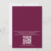 Burgundy Flower Boho Rustic QR Code Wedding Einladung (Rückseite)