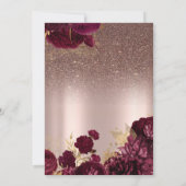 Burgundy Flowers Glitter Rose Gold 60thBirthday Einladung (Rückseite)