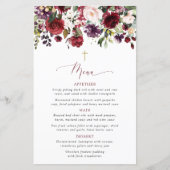 Burgundy Flowers, Pink Flowers, Baptism Menu (Vorderseite)