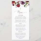 Burgundy Flowers, Pink Flowers, Baptism Menu Menükarte (Vorderseite)
