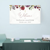 Burgundy Flowers, Pink Flowers, Baptism Welcome Banner (Messeveranstaltung)
