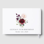 Burgundy Flowers, Pink Flowers, Boho, Birthday Gästebuch (Rückseite)