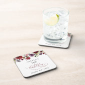 Burgundy Flowers, Pink Flowers, Boho, Birthday Getränkeuntersetzer (Rechte Seite)