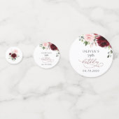 Burgundy Flowers, Pink Flowers, Boho, Birthday Konfetti (Rückseiten)