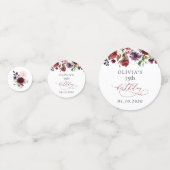 Burgundy Flowers, Pink Flowers, Boho, Birthday Konfetti (Rückseiten)