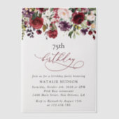 Burgundy Flowers, Pink Flowers, Boho, Birthday Pergament Einladungen (Vorderseite)