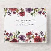 Burgundy Flowers, Pink Flowers, Boho, Confirmation All In One Einladung (Rückseite)