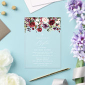 Burgundy Flowers, Pink Flowers, Floral Baptism Acryleinladungen (In Situ (Hochzeit))