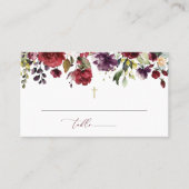 Burgundy Flowers, Pink Flowers, Floral Baptism Platzkarte (Vorderseite)