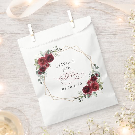 Burgundy Flowers, Red Flowers, Boho, Birthday Geschenktütchen (Ausgeschnitten)