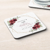 Burgundy Flowers, Red Flowers, Boho, Birthday Getränkeuntersetzer (Linke Seite)