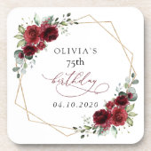 Burgundy Flowers, Red Flowers, Boho, Birthday Getränkeuntersetzer (Vorderseite)