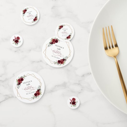 Burgundy Flowers, Red Flowers, Boho, Birthday Konfetti (Gruppe)