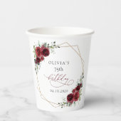 Burgundy Flowers, Red Flowers, Boho, Birthday Pappbecher (Vorderseite)