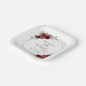 Burgundy Flowers, Red Flowers, Boho, Birthday Pappteller (Gewinkelt)