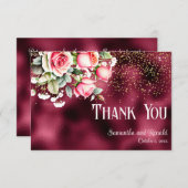 Burgundy Foil Gold Glitzer Hochzeit Dankeschön Car Einladung (Vorne/Hinten)