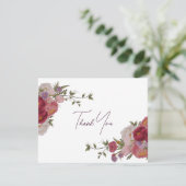 Burgundy Forest Floral Wedding Danke Karte (Stehend Vorderseite)