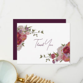 Burgundy Forest Floral Wedding Danke Karte