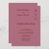 Burgundy Forever Love Wedding Einladung (Vorne/Hinten)