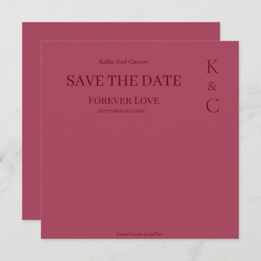 Burgundy Forever Love Wedding Save the Date (Vorne/Hinten)