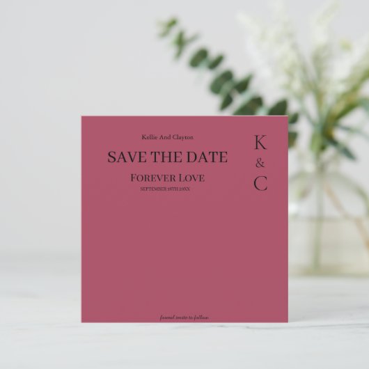 Burgundy Forever Love Wedding Save the Date (Stehend Vorderseite)