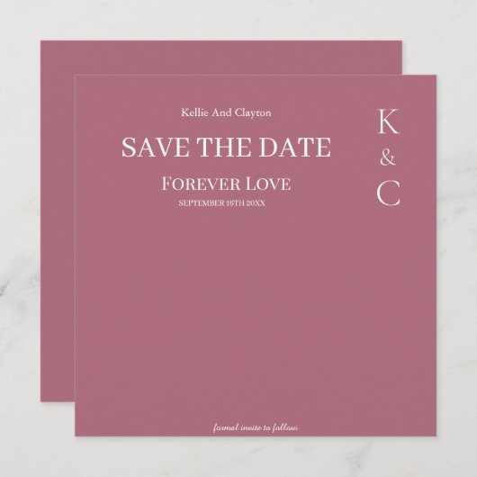 Burgundy Forever Love Wedding Save the Date (Vorne/Hinten)