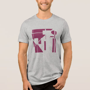 Burgundy-Formen Geometrisches MCM-Aussehen Abstrak Tri-Blend Shirt