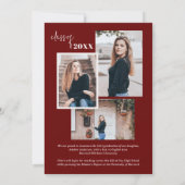 Burgundy Foto Collage Stilvoller Script-Abschluss Ankündigung (Rückseite)