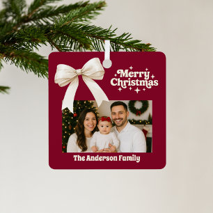 Burgundy Foto Creme Bogen Weihnachten Ornament Aus Metall
