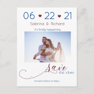 Burgundy-Foto der Marine Save the Date Minimalisti Postkarte