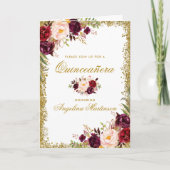 Burgundy-Foto-Glitzer aus Quinceanera Karte (Vorderseite)