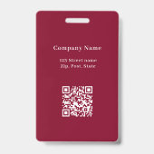 Burgundy Foto Name QR Geschäftslogo Ausweis (Back)