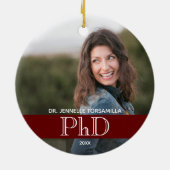 Burgundy Foto PhD Abschluss Keramik Ornament (Hinten)