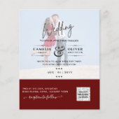 Burgundy Foto Wedding Invite QR Code Rett Datum (Vorderseite)