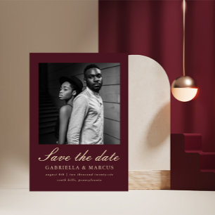 Burgundy Foto Wedding Save the Date