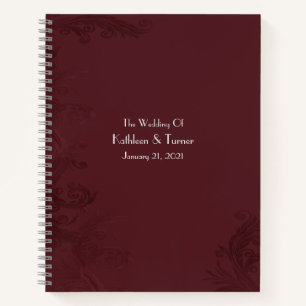 Burgundy Fourish Wedding Notizblock