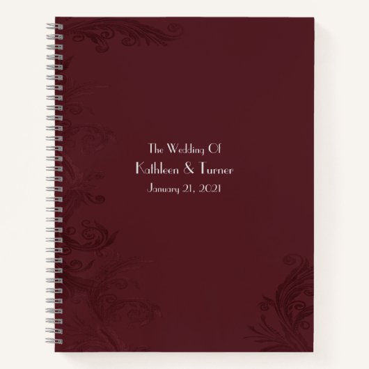 Burgundy Fourish Wedding Notizblock (Vorderseite)