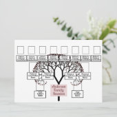 Burgundy Fraktal Tree 3 Generation Family Wiederse Einladung (Stehend Vorderseite)