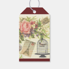 Burgundy French Theme Vintag Paris Geschenktag Geschenkanhänger